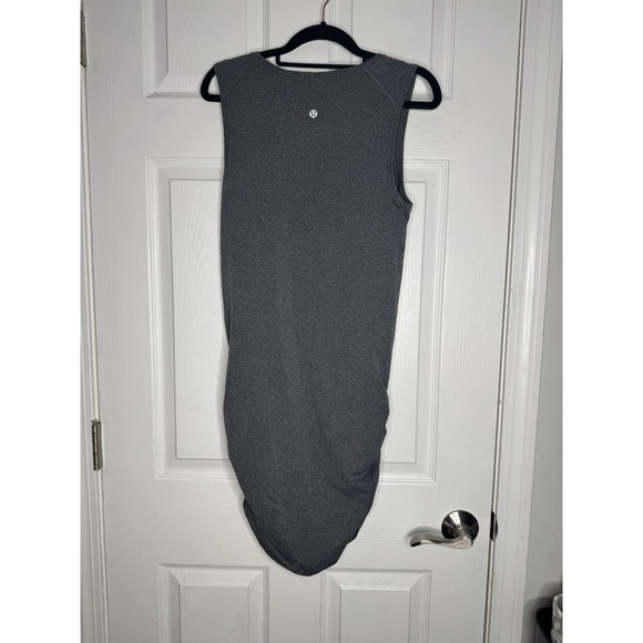 LULULEMON In The Flow Tank Dress Gray Seamless Ruched Size 6 - Picture 3 of 6